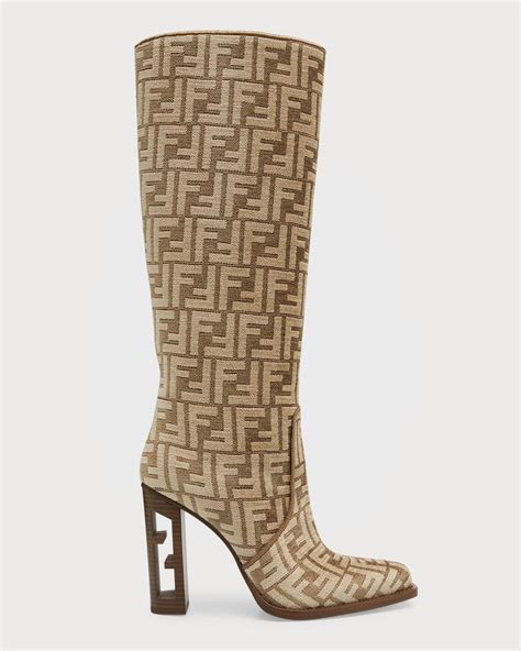 fendi thigh-high boots|fendi vitello jacquard knee boots.